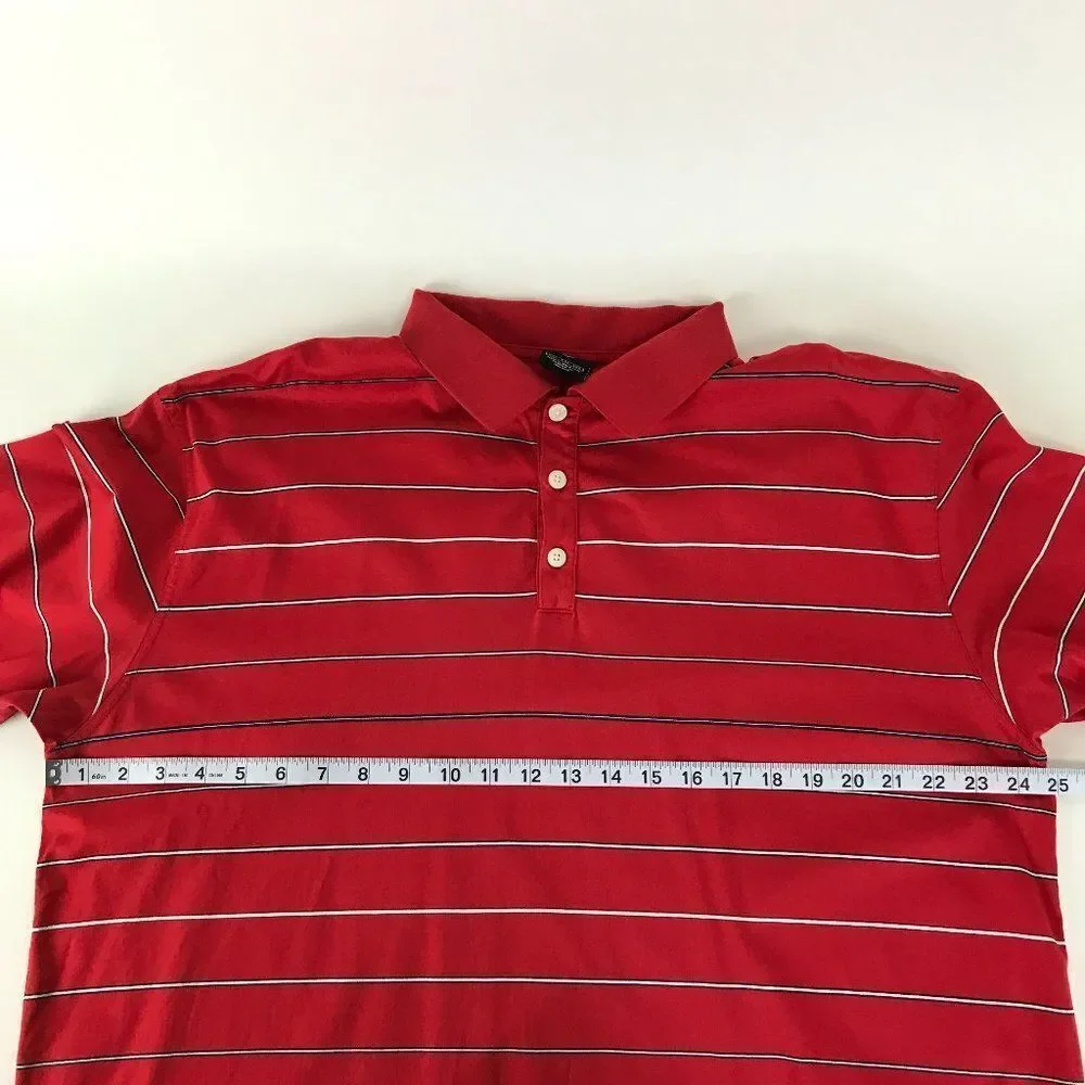 Nike Golf Polo Shirt Men's XXL Short Sleeve Red Striped 100% Cotton Casual